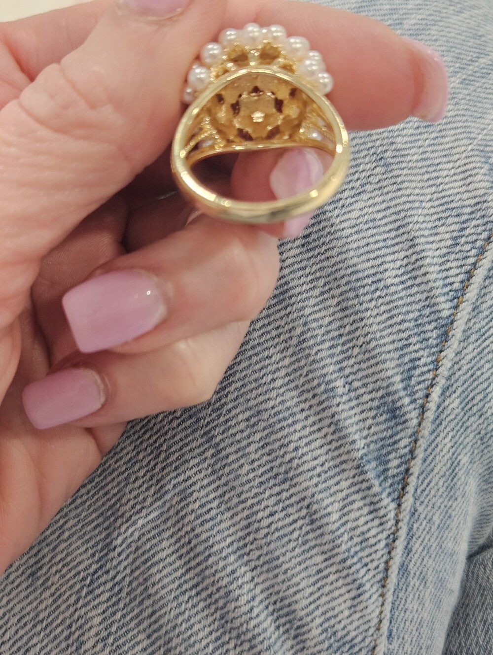 Cluster Pearl Statement Ring - White Pearls - Picture 7 of 16